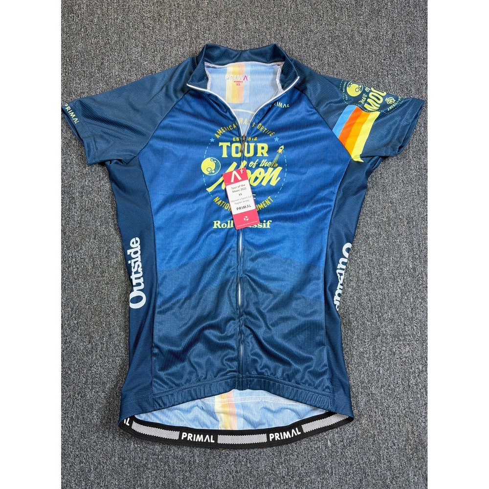 Primal Wear Womens XS‎ Tour of the Moon 2021 Cycling Jersey Blue Raglan NWT